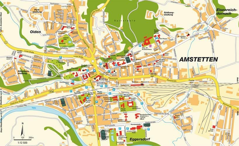 แผนที่ของ amstetten ออสเตรีย name