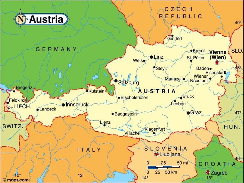 ออสเตรีย austria. kgm แผนที่