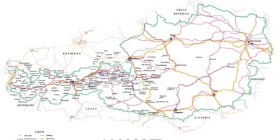 แผนที่ของออสเตรียนักท่องเที่ยวหน่อย attractions