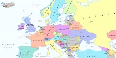 แผนที่ของยุโรปที่แสดงออสเตรีย name